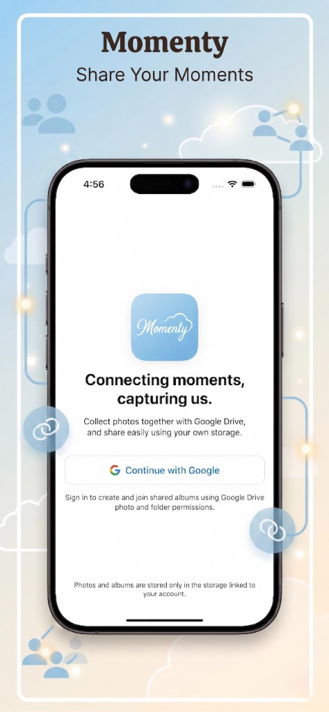 Momenty login screen